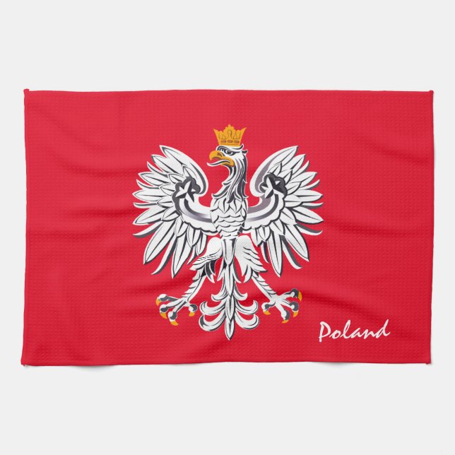 Paño De Cocina Bandera y águila polacas, modas/deportes doméstico (Horizontal)