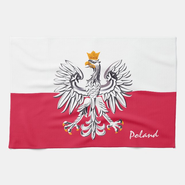 Paño De Cocina Bandera y águila polacas, modas/deportes doméstico (Horizontal)