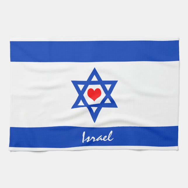 Paño De Cocina Bandera y corazón israelíes - Hinchas de viaje/dep (Horizontal)