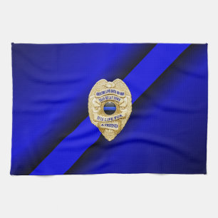 Paño De Cocina Bandera y distintivo delgado de la línea azul