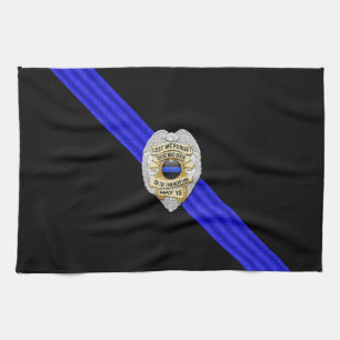 Paño De Cocina Bandera y distintivo delgado de la línea azul
