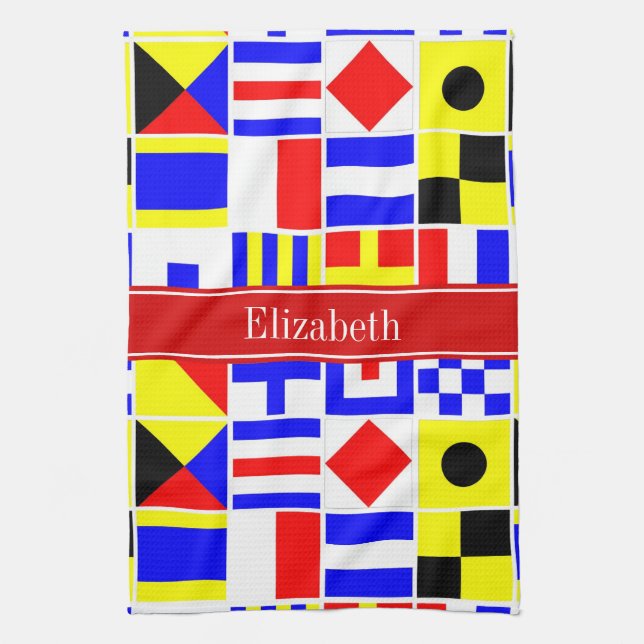 Paño De Cocina Banderas de señalización náutica coloridas Nombre  (Vertical)