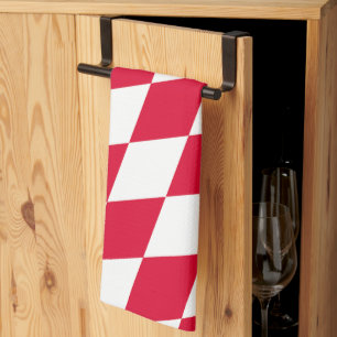 Paño De Cocina Banderín de diamante de Baviera rojo y blanco