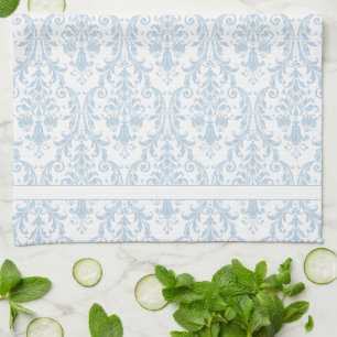 Paño De Cocina Bañera floral azul claro Damasco 2 Monograma