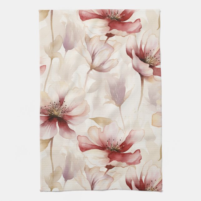 Paño De Cocina Baño Nupcial Floral Lavanda Crema Borgoña (Vertical)