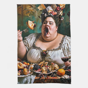 Paño De Cocina "Banquete de caos" Obra surrealista colorida