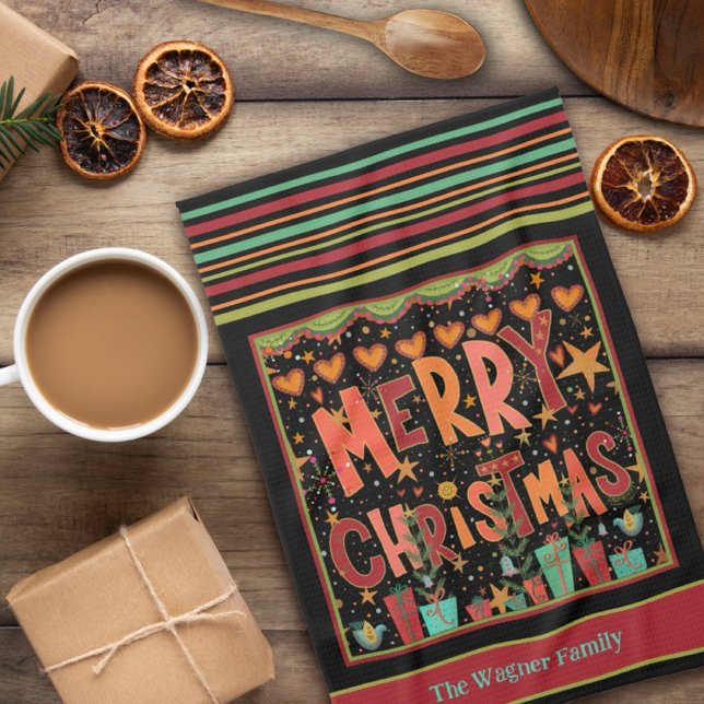 Paño De Cocina Barba Cuidada Whimsical Personalizada Feliz Navida (Subido por el creador)