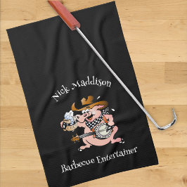 Paño De Cocina Barbecue Lover Pig Jugando Banjo Personalizado Neg