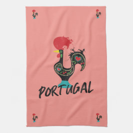 Paño De Cocina Barcelos Rooster, símbolo portugués en rosa