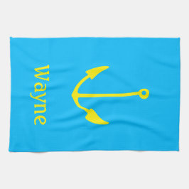 Paño De Cocina Barco azul del anclaje del marinero (nombre) Amari