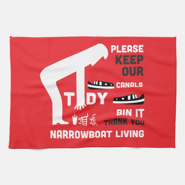 Paño De Cocina Barco De Barco Y CanalBoat Conservan Nuestros Cana (Horizontal)