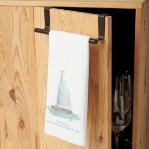 Paño De Cocina Barco de vela acuarela costera