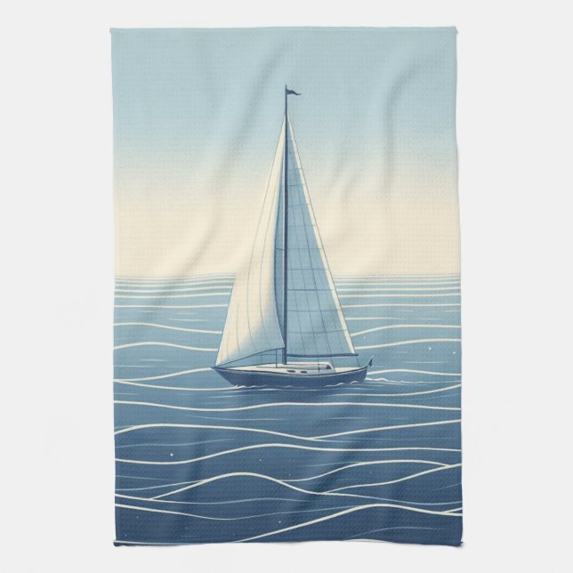 Paño De Cocina Barco de vela en alta mar (Vertical)