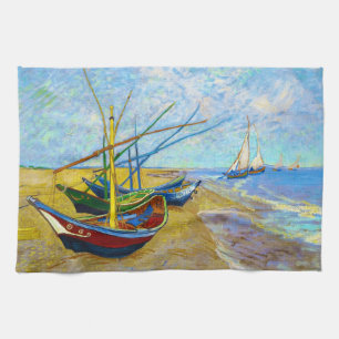 Paño De Cocina Barcos de pesca en la playa de Vincent van Gogh