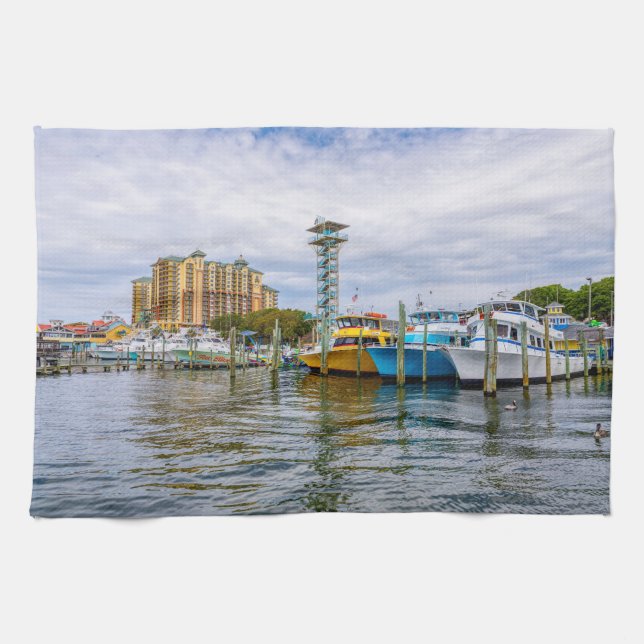 Paño De Cocina Barcos estacionados Destin Florida Harbour Kitchel (Horizontal)