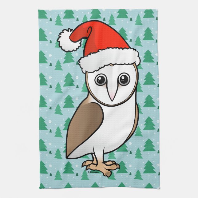 Paño De Cocina Barn Owl Santa (Vertical)