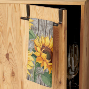 Paño De Cocina Barnboard Gris Rústico y Rústico Girasol