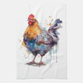 Paño De Cocina Barnyard Splendor: Watercolor Hen