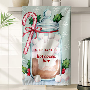 Paño De Cocina Barra de Cacao Caliente Personalizada Navideña Ado