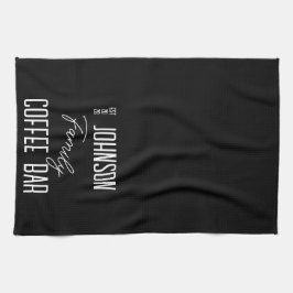 Paño De Cocina Barra de café de nombre familiar blanco y negro