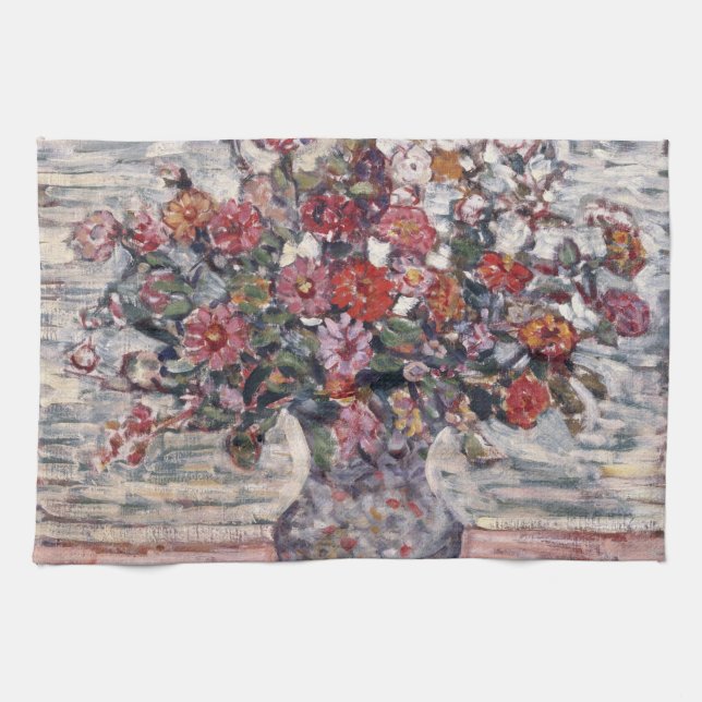 Paño De Cocina Base de flores, Zinnias de Maurice Prendergast (Horizontal)