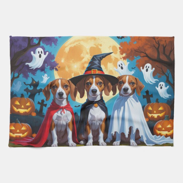 Paño De Cocina Basenji Dogs Pumpkin Halloween Funny (Horizontal)