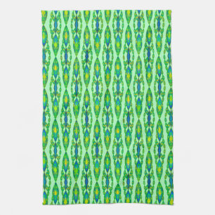 Paño De Cocina Batik tribal - Moneda, verde esmeralda y azul