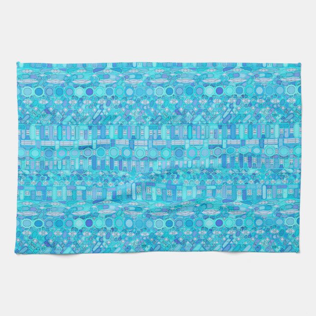 Paño De Cocina Batik tribal - sombras del azul (Horizontal)