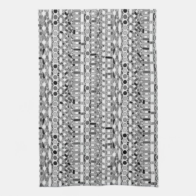 Paño De Cocina Batik tribal - tonos grises / grises (Vertical)