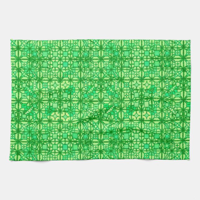 Paño De Cocina Batik tribal - tonos verdes (Horizontal)