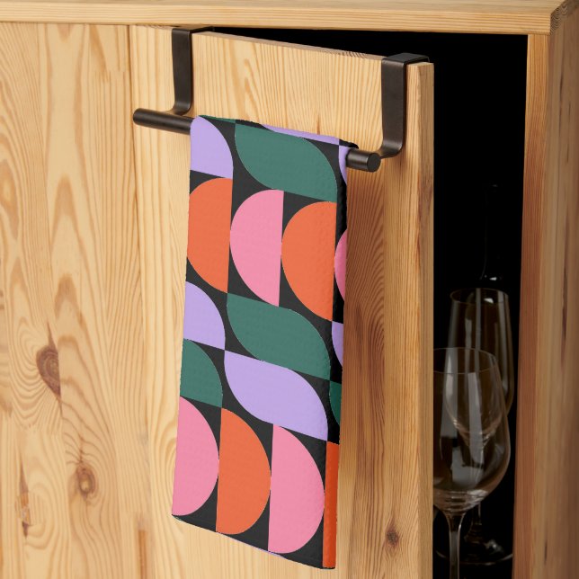 Paño De Cocina Bauhaus Mid Century Moderno Geométrico MCM Retro (Pliegue de tercios)