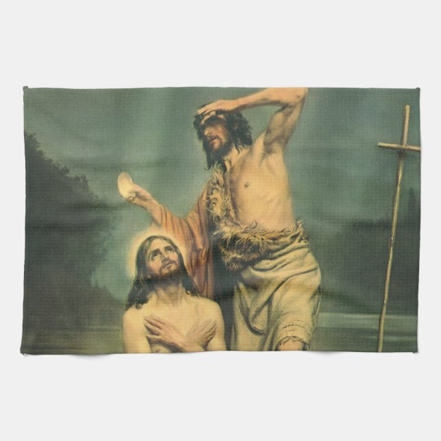 Paño De Cocina Bautismo de Jesucristo por Juan Bautista (Horizontal)