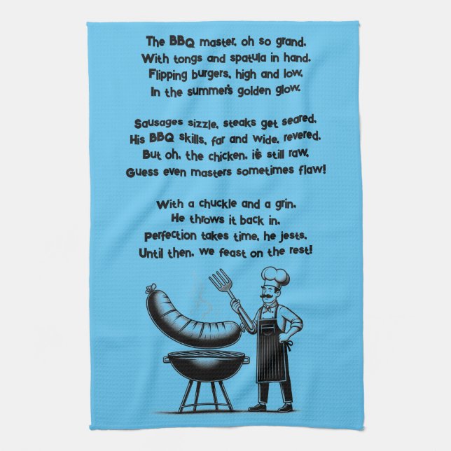 Paño De Cocina BBQ Master’s Humorous Poem 