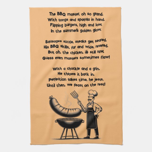 Paño De Cocina BBQ Master’s Humorous Poem  (Vertical)