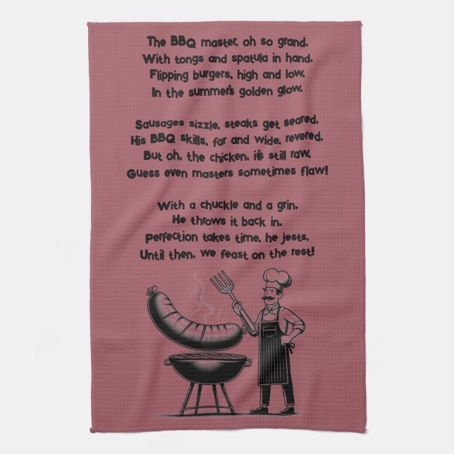 Paño De Cocina BBQ Master’s Humorous Poem  (Vertical)