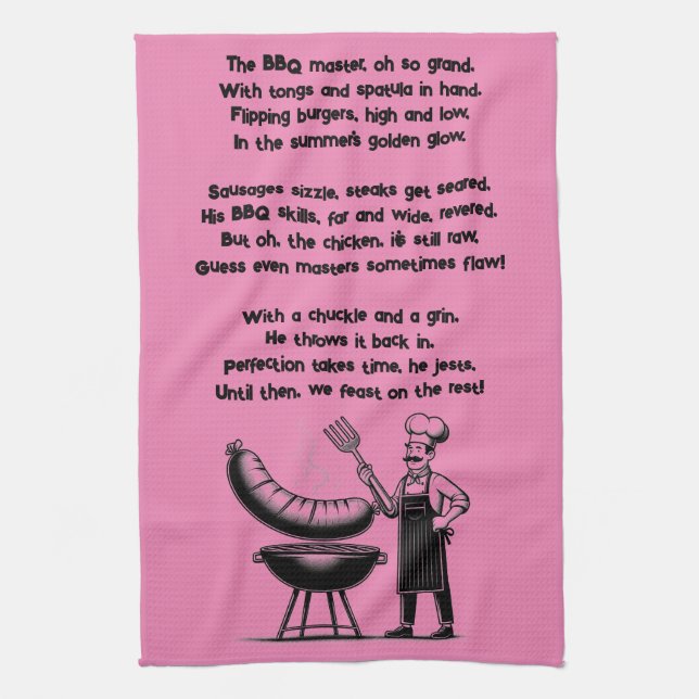 Paño De Cocina BBQ Master’s Humorous Poem  (Vertical)