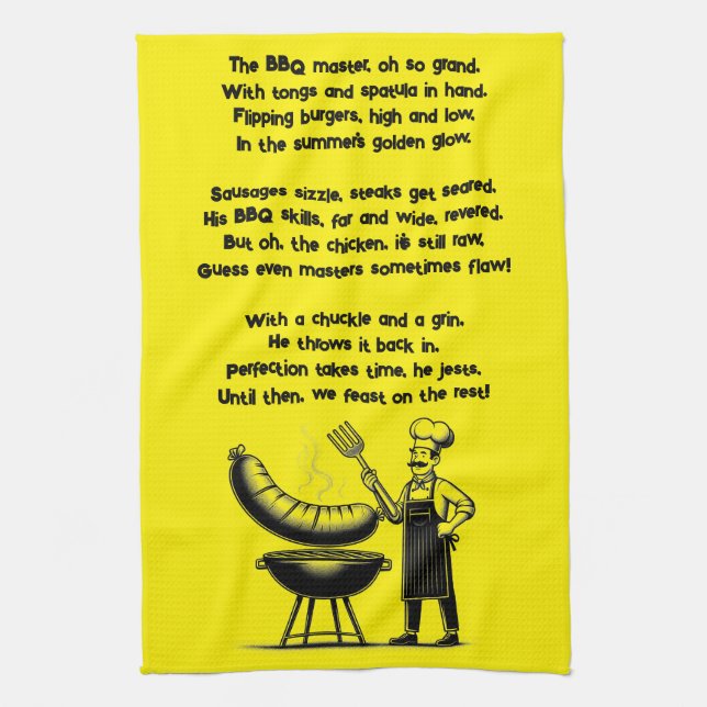 Paño De Cocina BBQ Master’s Humorous Poem 