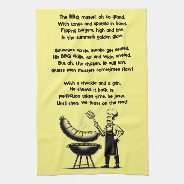 Paño De Cocina BBQ Master’s Humorous Poem  (Vertical)