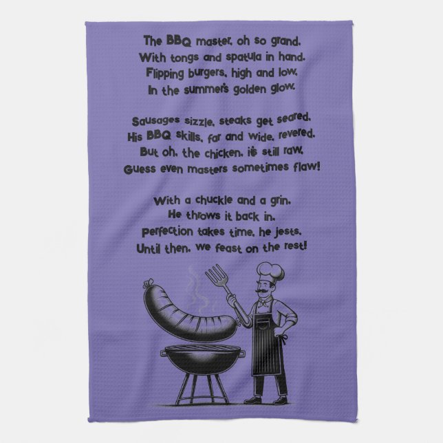 Paño De Cocina BBQ Master’s Humorous Poem  (Vertical)