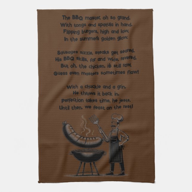 Paño De Cocina BBQ Master’s Humorous Poem  (Vertical)