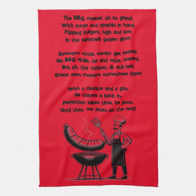 Paño De Cocina BBQ Master’s Humorous Poem  (Vertical)