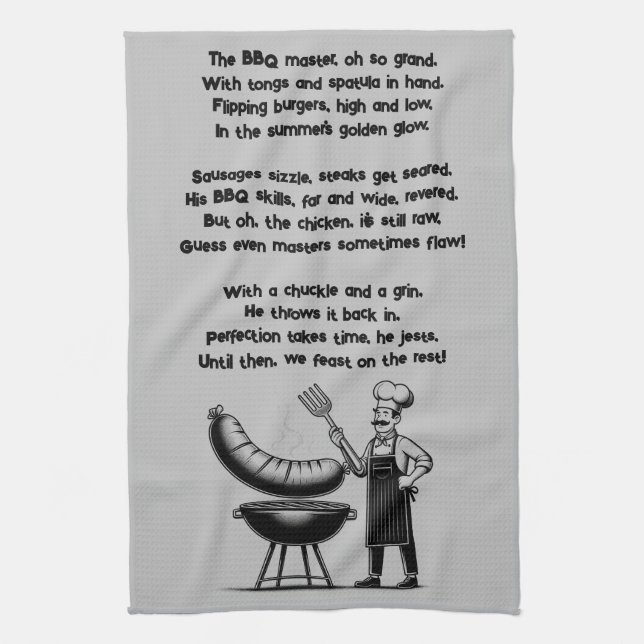 Paño De Cocina BBQ Master’s Humorous Poem  (Vertical)