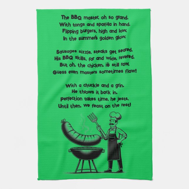 Paño De Cocina BBQ Master’s Humorous Poem  (Vertical)