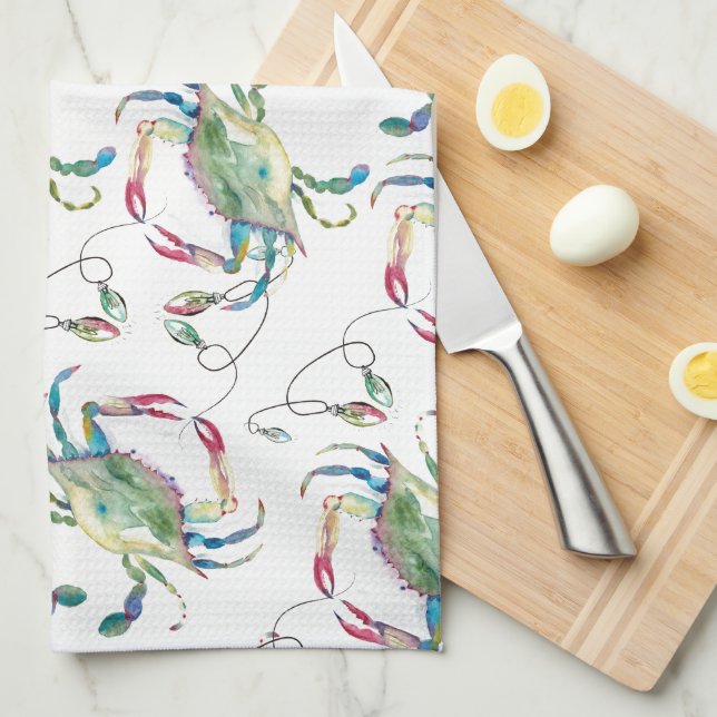 Paño De Cocina Beach Christmas Blue Crab (Doblado Cuarto)