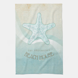 Paño De Cocina Beach House Nautical Starfish Aqua Blue ID623