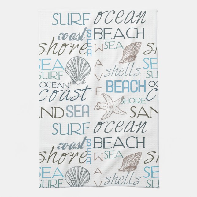 Paño De Cocina Beach Shells Sea Sand Blue (Vertical)