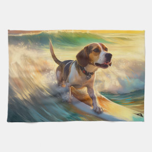Paño De Cocina Beagle Beach Surfing Painting