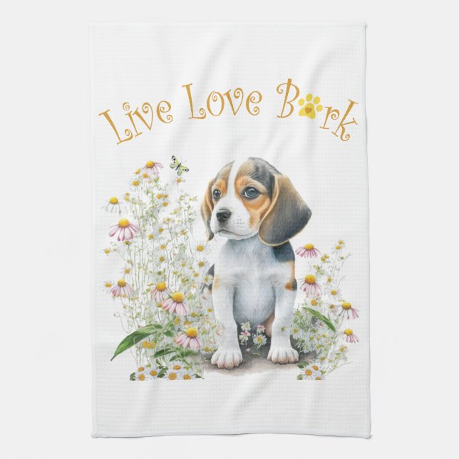 Paño De Cocina Beagle Dog Mom Floral (Vertical)