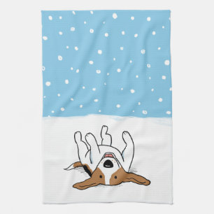 Paño De Cocina Beagle Feliz Nieve de Invierno - Dibujo Animado de