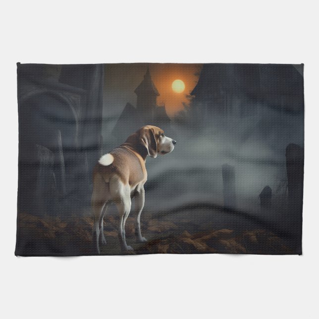 Paño De Cocina Beagle Halloween Espantoso (Horizontal)